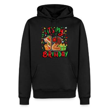 C’est mon cadeau de Noël 12 anniversaire 12. - Sweat à capuche Premium bio Homme - noir - Devant - Nico (187cm)