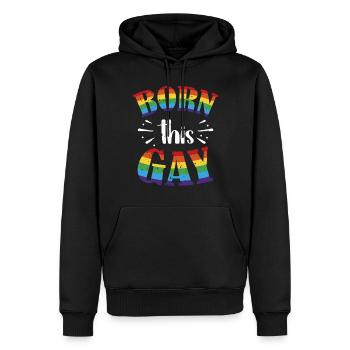 Born This Gay Pride Flag Rainbow - Men’s Premium Organic Hoodie - black - Front - Nico (187cm)