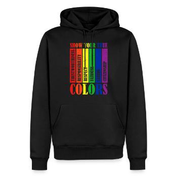 Montrez vos vraies couleurs Lgbt Proud Rainbow - Sweat à capuche Premium bio Homme - noir - Devant - Nico (187cm)