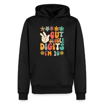 Peace Out Single Digits I'm 10 Flower 10th - Männer Premium Bio Hoodie - Schwarz - Vorne - Nico (187cm)