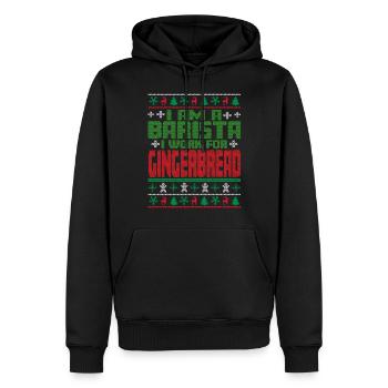 Citation de Noël du barista - Sweat à capuche Premium bio Homme - noir - Devant - Nico (187cm)