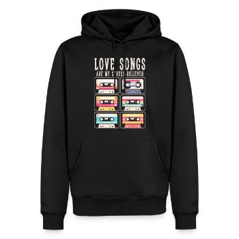 Les chansons d’amour sont mon anti-stress - Sweat à capuche Premium bio Homme - noir - Devant - Nico (187cm)