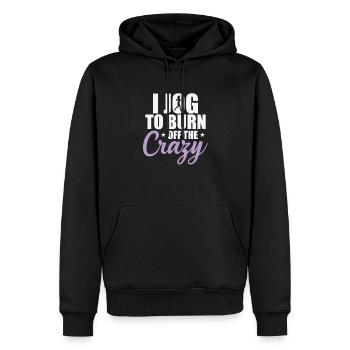 I Jog to burn off the Crazy Jogging Running - Men’s Premium Organic Hoodie - black - Front - Nico (187cm)