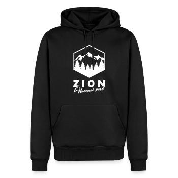 Zion National Park Utah Wandern Camping Outdoor - Männer Premium Bio Hoodie - Schwarz - Vorne - Nico (187cm)