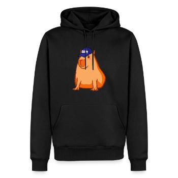 Capybara drôle en disant Capy Bara - Sweat à capuche Premium bio Homme - noir - Devant - Nico (187cm)