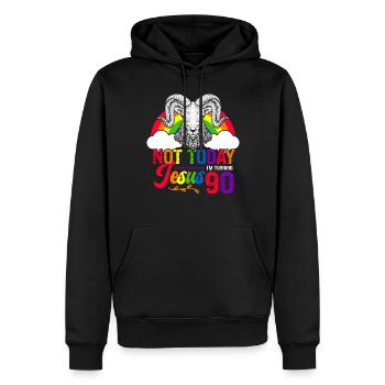Nicht Heute Jesus Ich Werde 90 Regenbogenschaf - Männer Premium Bio Hoodie - Schwarz - Vorne - Nico (187cm)