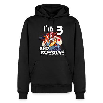 J’ai 3 ans et super carpe japonaise koi - Sweat à capuche Premium bio Homme - noir - Devant - Nico (187cm)