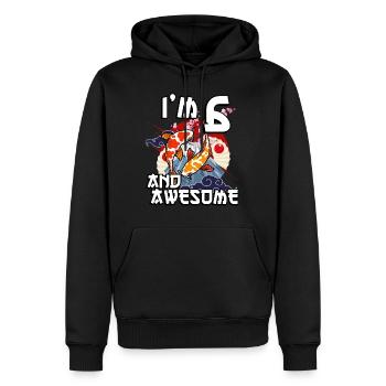 Ich Bin 6 Und Awesome Japanischer Karpfen Koi - Männer Premium Bio Hoodie - Schwarz - Vorne - Nico (187cm)