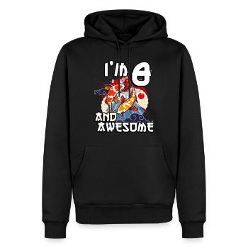 J’ai 8 ans et super carpe japonaise koi - Sweat à capuche Premium bio Homme - noir - Devant - Nico (187cm)