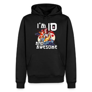 J’ai 10 ans et super carpe japonaise koi - Sweat à capuche Premium bio Homme - noir - Devant - Nico (187cm)