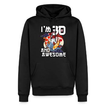 J’ai 30 ans et je suis génial carpe japonaise koi - Sweat à capuche Premium bio Homme - noir - Devant - Nico (187cm)