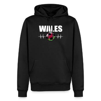 Pays de Galles de football - Sweat à capuche Premium bio Homme - noir - Devant - Nico (187cm)