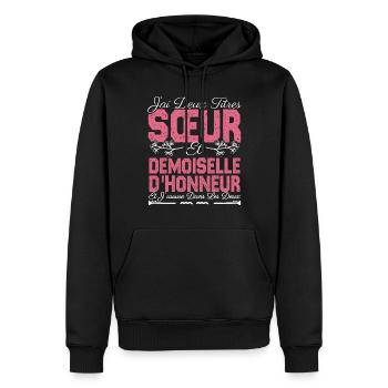 J'ai deux titres Sœur et demoiselle d'honneur . - Sweat à capuche Premium bio Homme - noir - Devant - Nico (187cm)