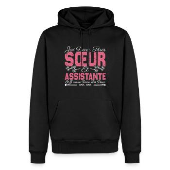 J'ai deux titres Sœur et Assistante Cadeau soeur . - Sweat à capuche Premium bio Homme - noir - Devant - Nico (187cm)