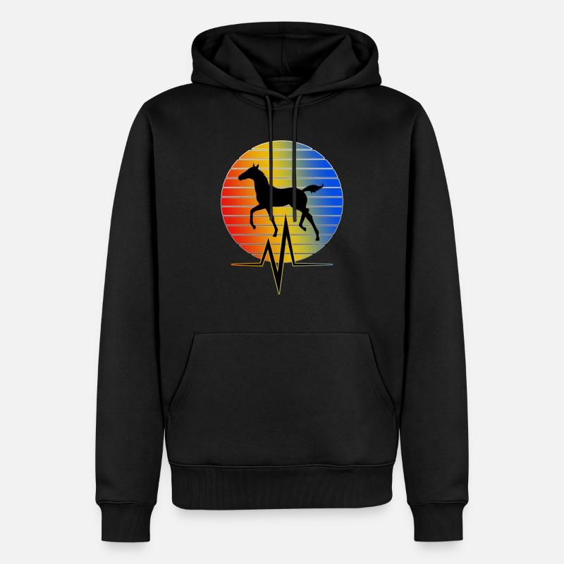 Pferd - EKG - Männer Premium Bio Hoodie - Schwarz