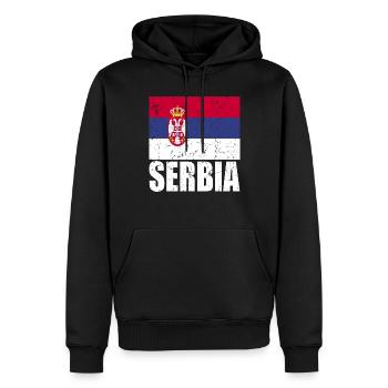 Drapeau de la Serbie - Sweat à capuche Premium bio Homme - noir - Devant - Nico (187cm)