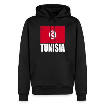 Drapeau de la Tunisie - Sweat à capuche Premium bio Homme - noir - Devant - Nico (187cm)