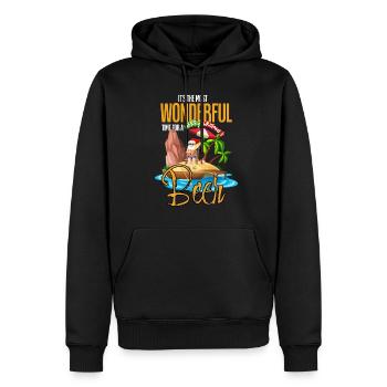 Funny Christmas In July Santa Claus Surfing On The - Men’s Premium Organic Hoodie - black - Front - Nico (187cm)