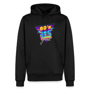 80's| Costume| Bright Colors| Millennials|Humor - Männer Premium Bio Hoodie - Schwarz - Vorne - Nico (187cm)