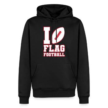 I love Flag Football Ball Spieler - Männer Premium Bio Hoodie - Schwarz - Vorne - Nico (187cm)