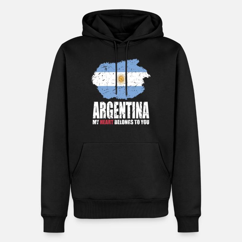Drapeau de l’ARGENTINE - Sweat à capuche Premium bio Homme - noir