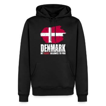 Drapeau du Danemark - Sweat à capuche Premium bio Homme - noir - Devant - Nico (187cm)