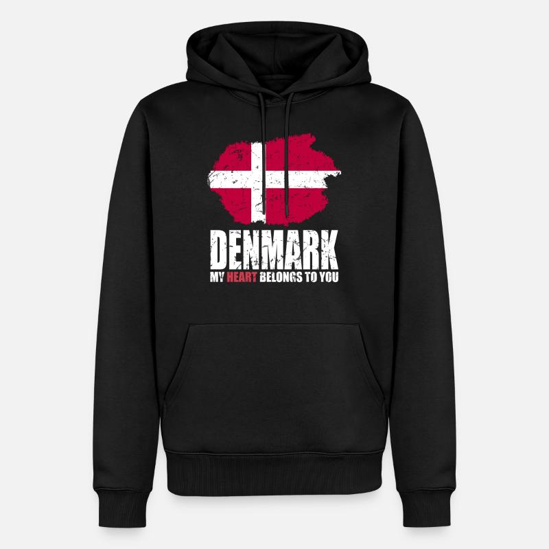 Drapeau du Danemark - Sweat à capuche Premium bio Homme - noir