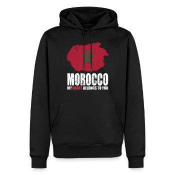 Drapeau du Maroc - Sweat à capuche Premium bio Homme - noir - Devant - Nico (187cm)