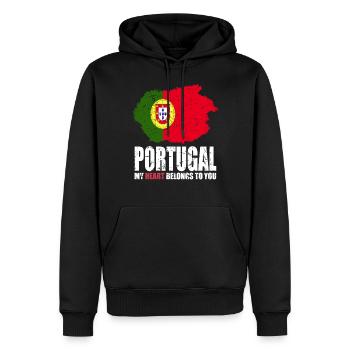 Drapeau du Portugal - Sweat à capuche Premium bio Homme - noir - Devant - Nico (187cm)
