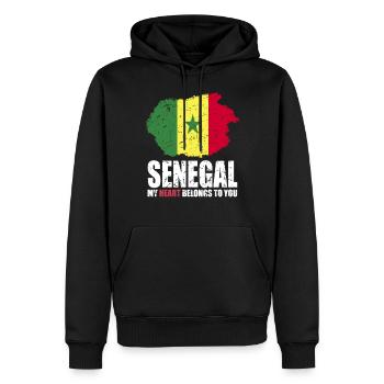 Drapeau du Sénégal - Sweat à capuche Premium bio Homme - noir - Devant - Nico (187cm)