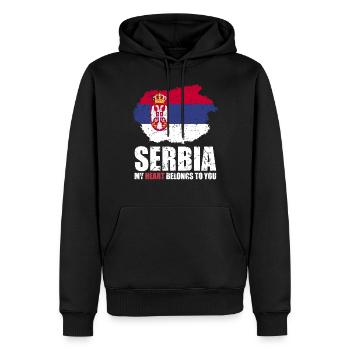 Drapeau de la Serbie - Sweat à capuche Premium bio Homme - noir - Devant - Nico (187cm)