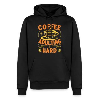 Kaffee, weil das Erwachsenwerden schwer ist - Männer Premium Bio Hoodie - Schwarz - Vorne - Nico (187cm)