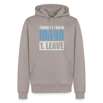 Mème de l’Idaho - Sweat à capuche Premium bio Homme - taupe - Devant - Nico (187cm)