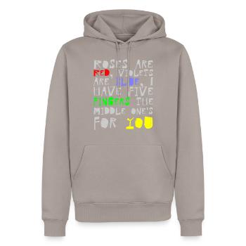 Freches Poesie Shirt - Männer Premium Bio Hoodie - Taupe - Vorne - Nico (187cm)