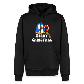 Frohe Weihnachten Weihnachtspinguin - Männer Premium Bio Hoodie - Schwarz - Vorne - Nico (187cm)