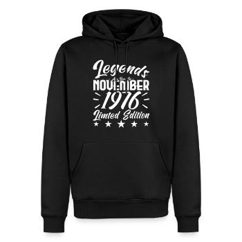 Legends are born in NOVEMBER 1976 anniversary gift - Sweat à capuche Premium bio Homme - noir - Devant - Nico (187cm)