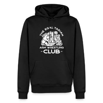 Bras de fer – 2 - Sweat à capuche Premium bio Homme - noir - Devant - Nico (187cm)
