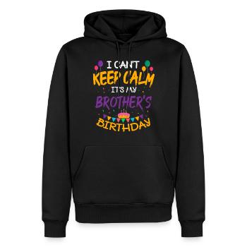 C’est l’anniversaire de mon frère - Sweat à capuche Premium bio Homme - noir - Devant - Nico (187cm)