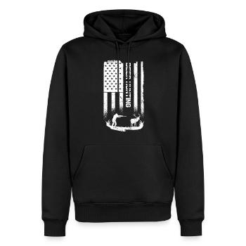 Chasse au cerf Chasse Chasse Drapeau américain 4 juillet - Sweat à capuche Premium bio Homme - noir - Devant - Nico (187cm)