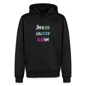 Immorr Loggorr Bleibm Wasserfarbe - Männer Premium Bio Hoodie - Schwarz - Vorne - Nico (187cm)