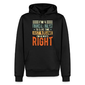 Analyste financier - Sweat à capuche Premium bio Homme - noir - Devant - Nico (187cm)
