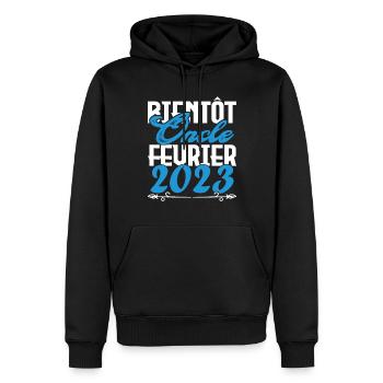 Annonce grossesse. bientôt Oncle Février 2023. - Sweat à capuche Premium bio Homme - noir - Devant - Nico (187cm)