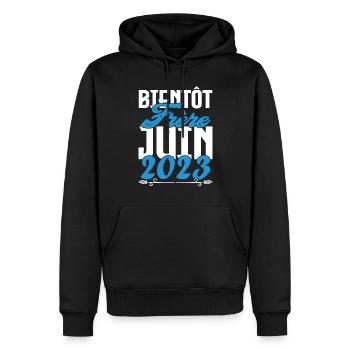 Cadeau Annonce grossesse. bientôt Frère Juin 2023. - Sweat à capuche Premium bio Homme - noir - Devant - Nico (187cm)