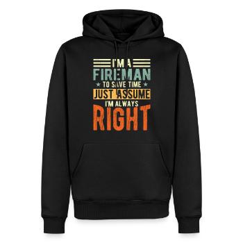 Feuerwehrmann - Männer Premium Bio Hoodie - Schwarz - Vorne - Nico (187cm)