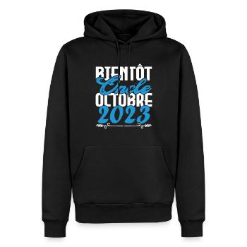 Annonce grossesse. bientôt Oncle Octobre 2023. - Sweat à capuche Premium bio Homme - noir - Devant - Nico (187cm)