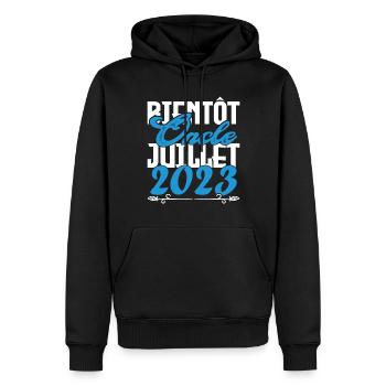 Annonce grossesse. bientôt Oncle Juillet 2023. - Sweat à capuche Premium bio Homme - noir - Devant - Nico (187cm)