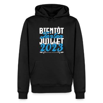 Annonce grossesse. bientôt Tonton Juillet 2023. - Sweat à capuche Premium bio Homme - noir - Devant - Nico (187cm)