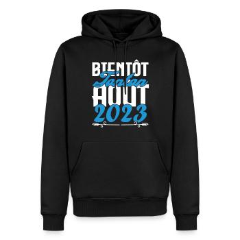 Cadeau Annonce grossesse bientôt Tonton Aout 2023. - Sweat à capuche Premium bio Homme - noir - Devant - Nico (187cm)