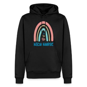 NICU Krankenschwester - Regenbogenherz - Männer Premium Bio Hoodie - Schwarz - Vorne - Nico (187cm)