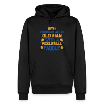 Ne sous-estimez jamais le vieil homme avec une pagaie de pickleball - Sweat à capuche Premium bio Homme - noir - Devant - Nico (187cm)
